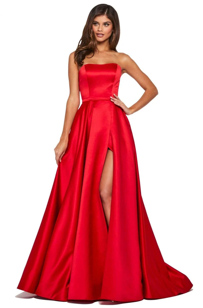Sherri Hill - 53307 High Slit Strapless Satin A-Line Dress 5 Sherri Hill - 53307 High Slit Strapless Satin A-Line Dress