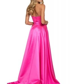Sherri Hill - 53308 Strapless Sweetheart High Slit Satin Dress