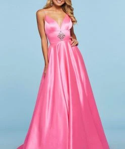 Sherri Hill - 53312 Beaded Deep V-neck A-line Dress