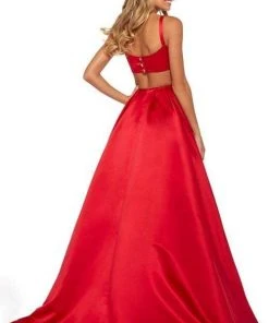 Sherri Hill - 53316 Square Neck A-line Gown With Train
