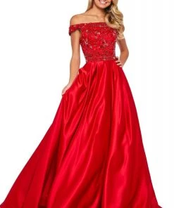 Sherri Hill - 53317 Beaded Off-Shoulder Mikado Ballgown