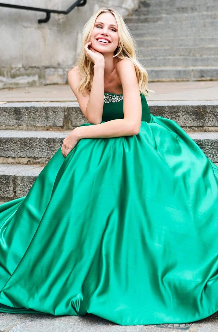 Sherri Hill - 53320 Strapless Beaded Neckline A Line Ballgown Dress 10 Sherri Hill - 53320 Strapless Beaded Neckline A Line Ballgown Dress