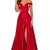 Sherri Hill - 53324 Plunging Off-Shoulder Satin A-Line Dress