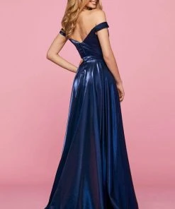 Sherri Hill - 53324 Plunging Off-Shoulder Satin A-Line Dress 9 Sherri Hill - 53324 Plunging Off-Shoulder Satin A-Line Dress