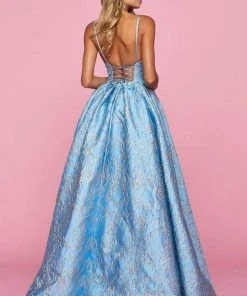 Sherri Hill - 53328 Deep V-Neck Brocade Ballgown
