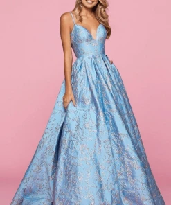 Sherri Hill - 53328 Deep V-Neck Brocade Ballgown