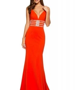 Sherri Hill - 53331 V-Neck Beaded Scuba Trumpet Dress