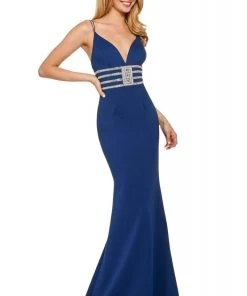 Sherri Hill - 53331 V-Neck Beaded Scuba Trumpet Dress