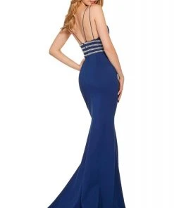 Sherri Hill - 53331 V-Neck Beaded Scuba Trumpet Dress
