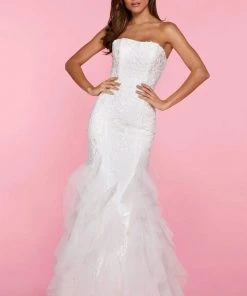 Sherri Hill - 53346 Strapless Lace Bodice Mermaid Tulle Dress