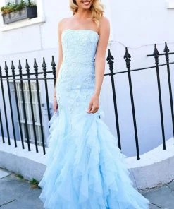 Sherri Hill - 53346 Strapless Lace Bodice Mermaid Tulle Dress