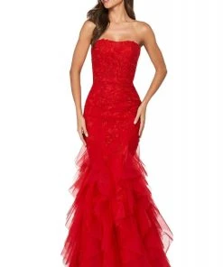 Sherri Hill - 53346 Strapless Lace Bodice Mermaid Tulle Dress