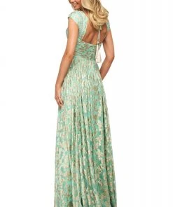 Sherri Hill - 53348 Bateau Metallic Applique A-Line Dress