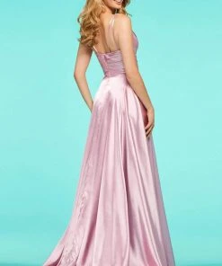 Sherri Hill - 53368 Sleeveless V-Neck Satin A-Line Dress