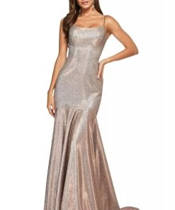 Sherri Hill - 53370 Scoop Neck Stretch Glitter Trumpet Dress