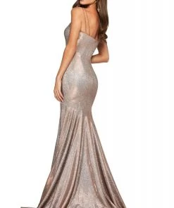 Sherri Hill - 53370 Scoop Neck Stretch Glitter Trumpet Dress