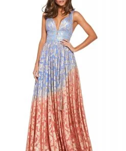 Sherri Hill - 53375 Beaded Plunging V-Neck A-Line Dress