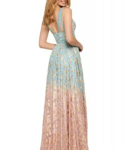 Sherri Hill - 53375 Beaded Plunging V-Neck A-Line Dress 9 Sherri Hill - 53375 Beaded Plunging V-Neck A-Line Dress