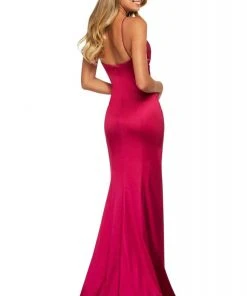 Sherri Hill - 53389 V-Neck Satin High-Low Fitted Dress 9 Sherri Hill - 53389 V-Neck Satin High-Low Fitted Dress