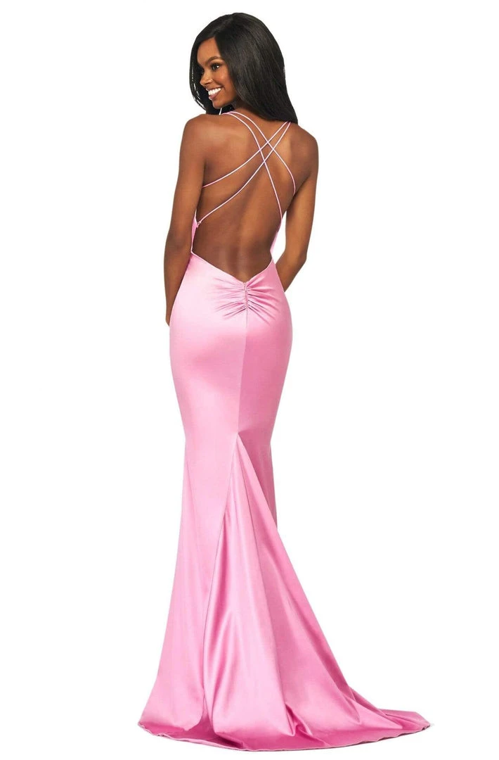 Sherri Hill - 53390 Satin Deep V-neck Trumpet Dress 4 Sherri Hill - 53390 Satin Deep V-neck Trumpet Dress