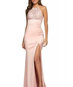 Sherri Hill - 53394 Strappy Stretch Satin Long Dress With Slit