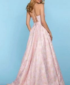 Sherri Hill - 53397 Brocade Plunging V-neck A-line Dress