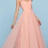 Sherri Hill - 53417 Feathered Ruched V-Neck Chiffon A-Line Dress