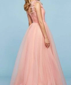 Sherri Hill - 53417 Feathered Ruched V-Neck Chiffon A-Line Dress