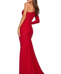 Sherri Hill - 53428 Single Sleeve Beaded Jersey Fitted Dress 9 Sherri Hill - 53428 Single Sleeve Beaded Jersey Fitted Dress