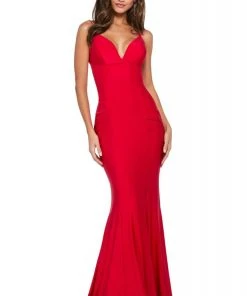 Sherri Hill - 53434 V-Neck Jersey Mermaid Evening Dress