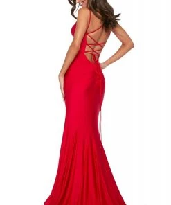Sherri Hill - 53434 V-Neck Jersey Mermaid Evening Dress