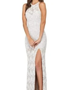 Sherri Hill - 53441 Beaded Halter Evening Dress With Slit 11 Sherri Hill - 53441 Beaded Halter Evening Dress With Slit