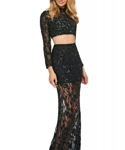 Sherri Hill - 53444 High Neckline Beaded Sheath Dress