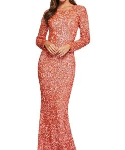 Sherri Hill - 53447 Long Sleeve Open Back Allover Sequins Dress