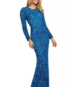 Sherri Hill - 53447 Long Sleeve Open Back Allover Sequins Dress