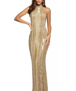 Sherri Hill - 53457 Sequined High Halter Neckline Evening Dress