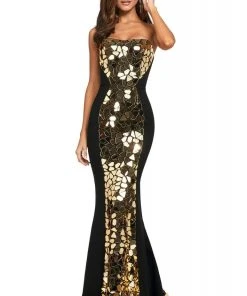 Sherri Hill - 53473 Beaded Straight Neck Trumpet Dress With Train