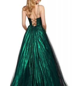 Sherri Hill - 53480 Metallic V-Neck A-Line Dress
