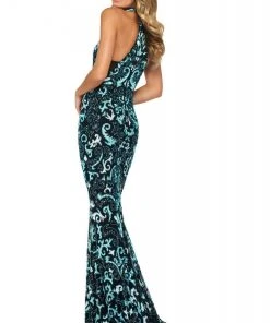 Sherri Hill - 53484 Sequined High Halter Neckline Sheath Dress
