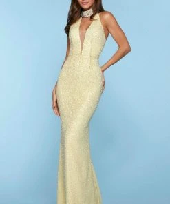 Sherri Hill - 53495 V-Neck Beaded Sheath Dress