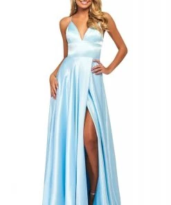 Sherri Hill - 53498 Sleeveless V Neck Strappy Open Back Satin Dress 14 Sherri Hill - 53498 Sleeveless V Neck Strappy Open Back Satin Dress