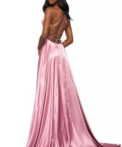 Sherri Hill - 53498 Sleeveless V Neck Strappy Open Back Satin Dress 17 Sherri Hill - 53498 Sleeveless V Neck Strappy Open Back Satin Dress