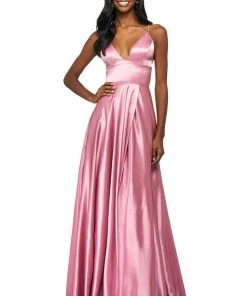 Sherri Hill - 53498 Sleeveless V Neck Strappy Open Back Satin Dress 16 Sherri Hill - 53498 Sleeveless V Neck Strappy Open Back Satin Dress