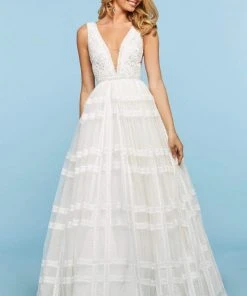 Sherri Hill - 53505 V-Neck Lace A-Line Dress