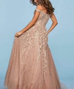 Sherri Hill - 53509 Off-The-Shoulder Glitter Tulle Dress