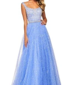 Sherri Hill - 53541 Cap Sleeve Beaded Glitter A-Line Dress