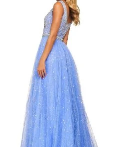 Sherri Hill - 53541 Cap Sleeve Beaded Glitter A-Line Dress