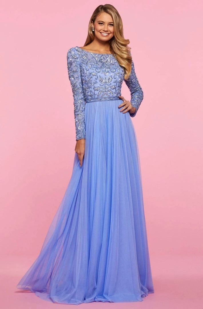 Sherri Hill - 53560 Long Sleeve Beaded A-Line Dress 3 Sherri Hill - 53560 Long Sleeve Beaded A-Line Dress