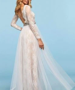 Sherri Hill - 53565 Bateau Beaded Long Sleeve Dress
