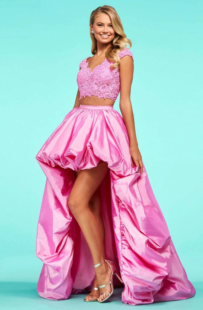 Sherri Hill - 53579 Cap Sleeve Lace Bodice High Low Dress 5 Sherri Hill - 53579 Cap Sleeve Lace Bodice High Low Dress